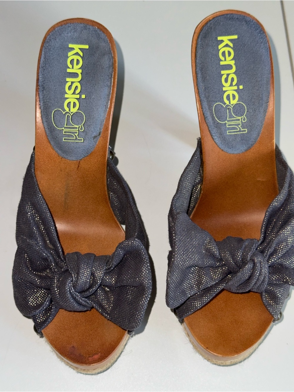 Kensie Girl Metallic blue Knot Slide Mules